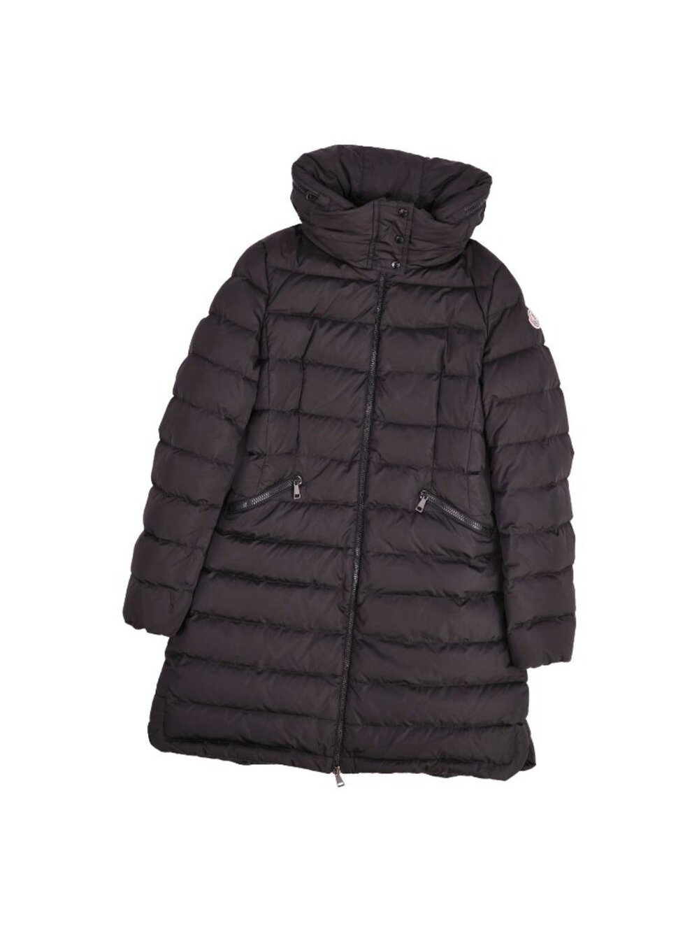 Moncler Coat Long Flammette Down Hooded Black 0
